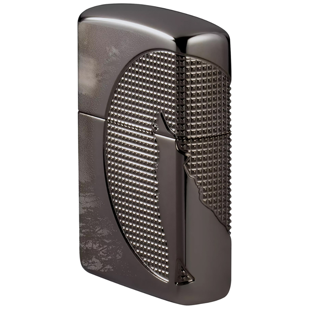 Зажигалка Zippo Armor Wolf  с покрытием High Polish Black Ice, чёрная, 38x13x57 мм