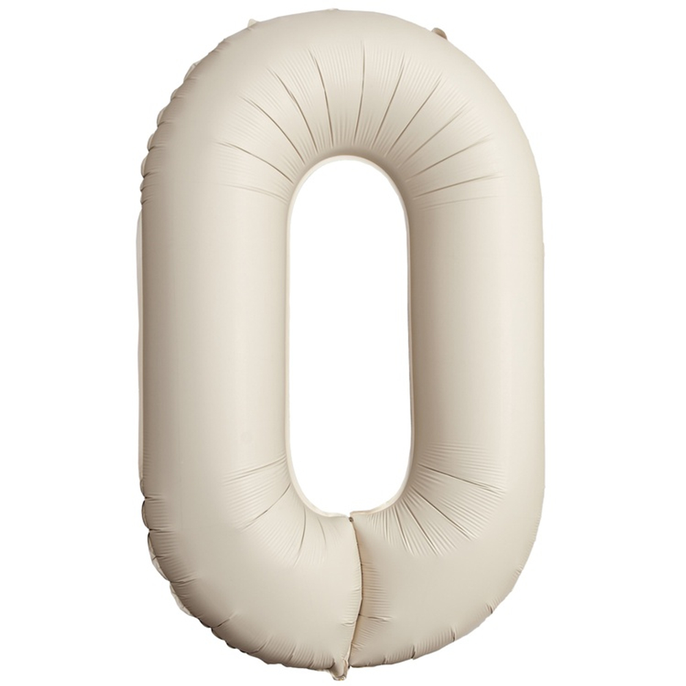 Шар фольгированный Цифра 0 101 см (Бежевый)