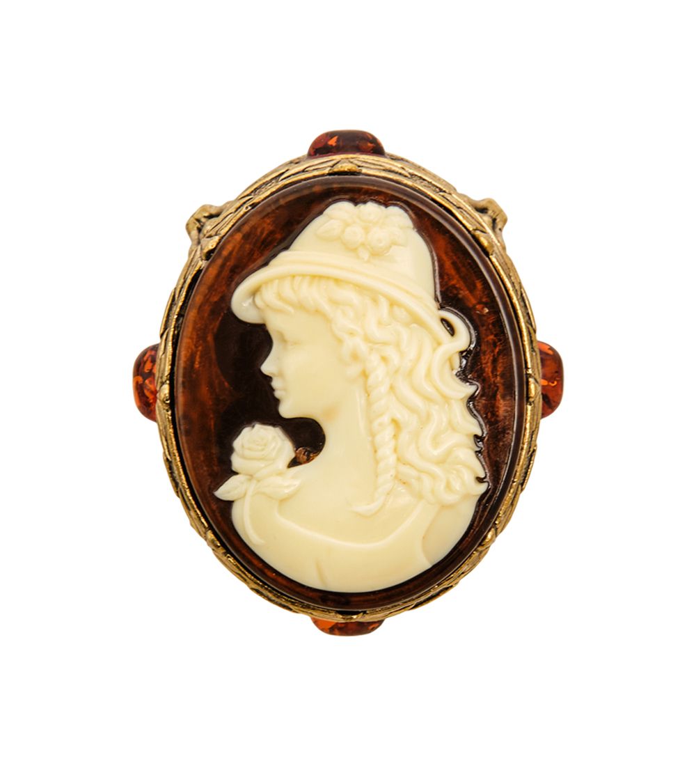 Народные промыслы AM-3264 Шкатулка «Камея Юность» (латунь, янтарь)