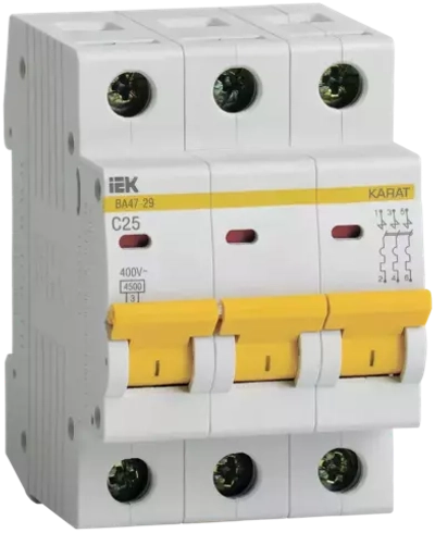 Автоматический выключатель ВА47-29 3P C 25А 4,5кА IEK