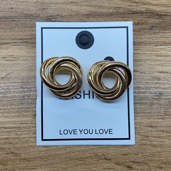 Серьги Fashion кольцо тройное цвет медный светлый глянцевый 2,5 см