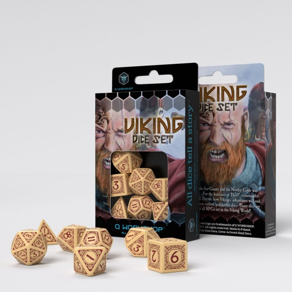 Набор кубиков Viking Beige & burgundy (Valhalla) Dice Set (7)