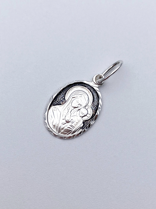 Образок из серебра/Чернение/С подвижным ухом/Казанская БМ