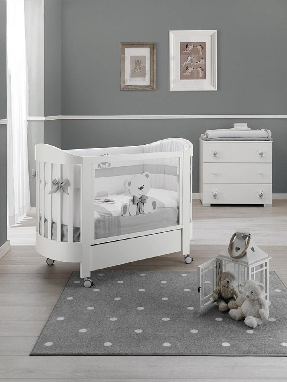 Тумба-комод с пеленальным столом Erbesi Tato белый/серый