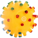 Игрушка - мячик для собак средних и мелких пород «ЗУБОЧИСТКА», цвет жёлтый, с пищалкой, d-6,5см (лейбл)