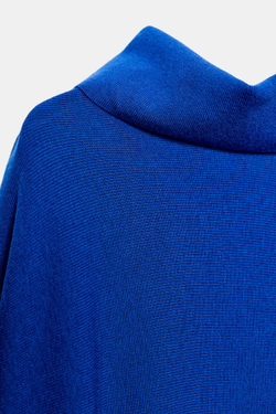 ZARA ДЛИННЫЙ СВИТЕР С РУКАВАМИ «ЛЕТУЧАЯ МЫШЬ», ЯРКО-СИНИЙ