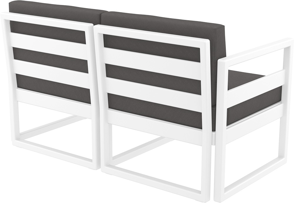 Диван пластиковый двухместный с подушками Siesta Contract Mykonos, белый, темно-серый