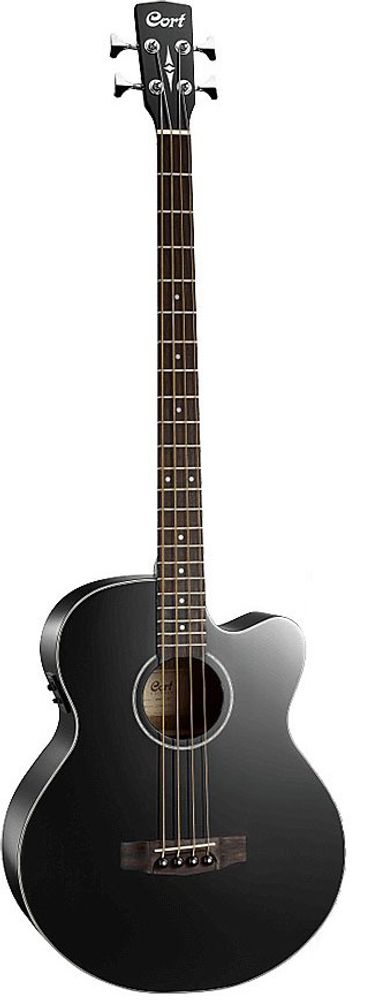 Cort AB850F-BK-BAG Acoustic Bass Series Электро-акустическая бас-гитара, с вырезом, черная, чехол в комплекте.