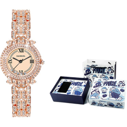KANGOL Turn Of Fortune Baby"s Breath Quartz Movement Metal Strap Watch Women"s Watch White Dial