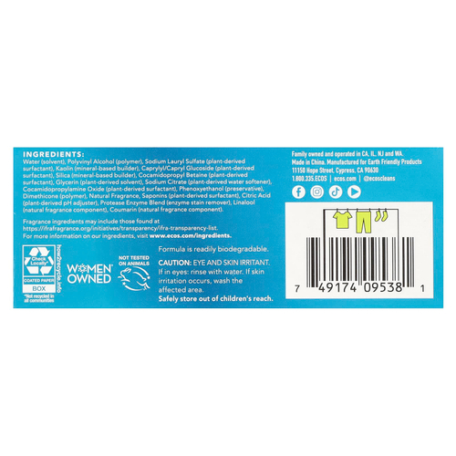 Earth Friendly Products, Ecos®, салфетки для стирки на растительной основе, лаванда и ваниль, 50 шт.