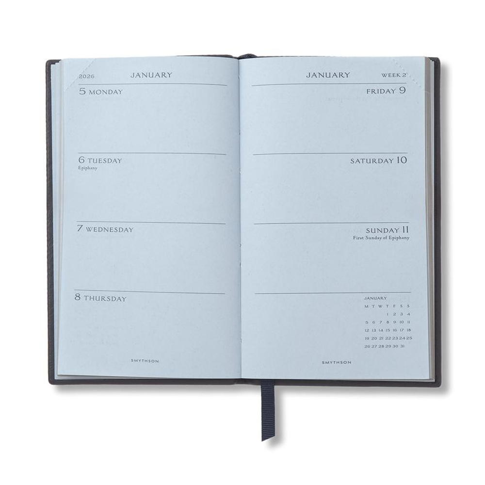 Smythson Ежедневник 2026 Panama Weekly Diary with Pocket, Navy
