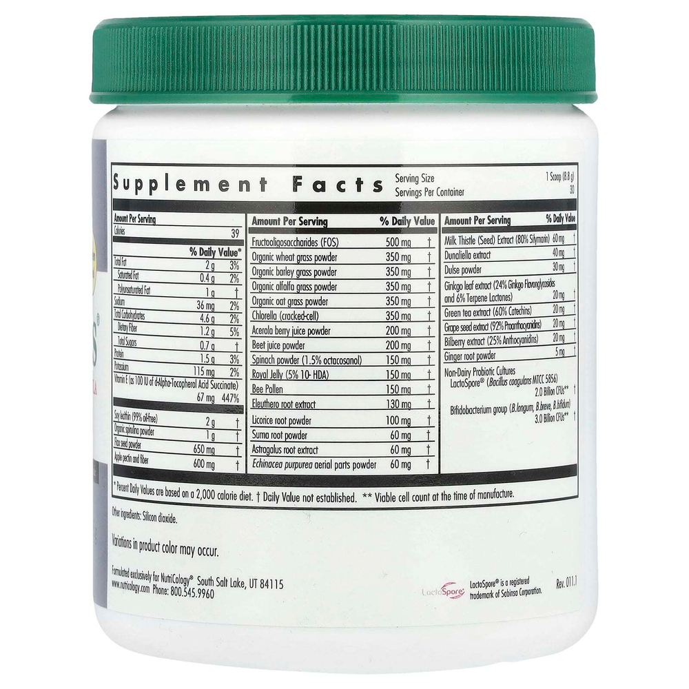 Nutricology, ProGreens® с улучшенной формулой пробиотиков, 265 г (9,27 унции)