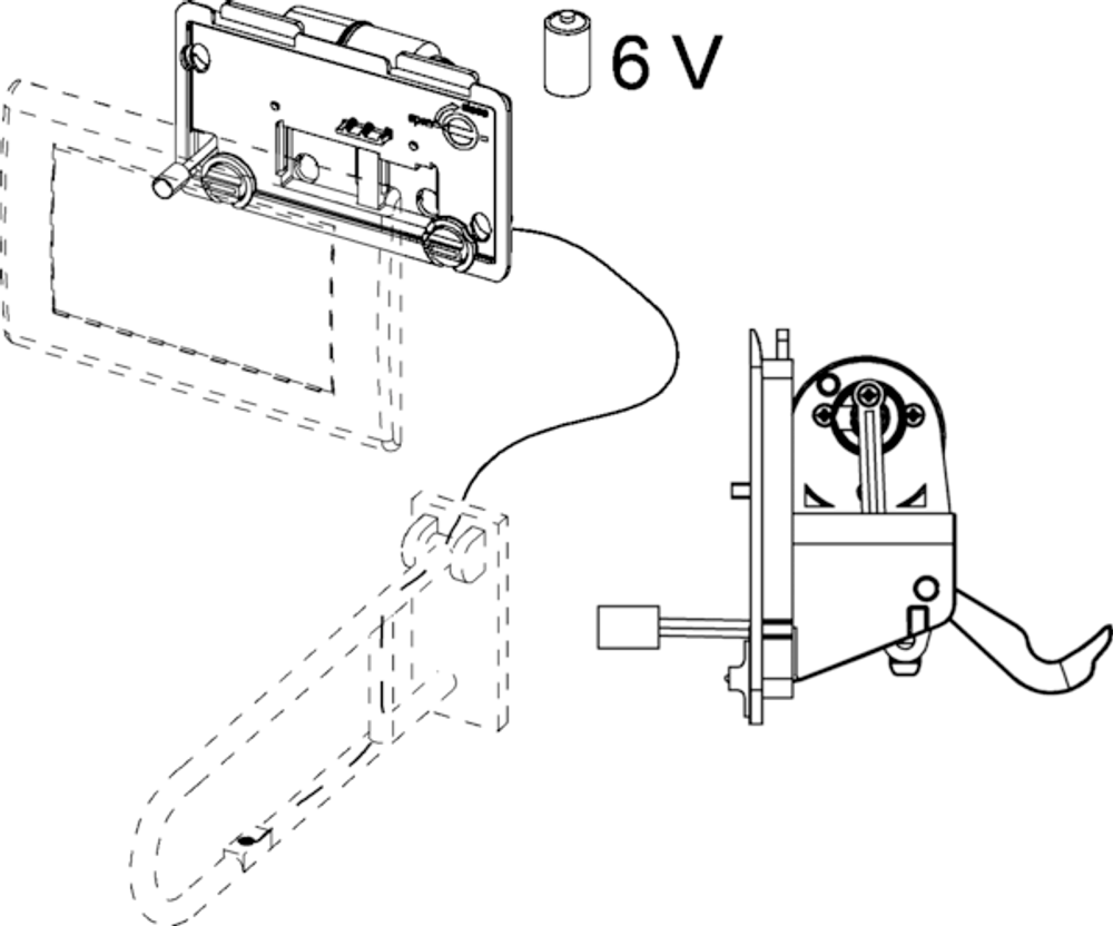 Механизм дистанционной активации смыва унитаза для проводных электронных кнопок, батарейка 6 В