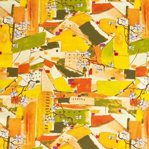 ЯПОНСКАЯ АБСТРАКЦИЯ, ЖЕЛТЫЙ, ЗЕЛЕНЫЙ - 100% хлопок