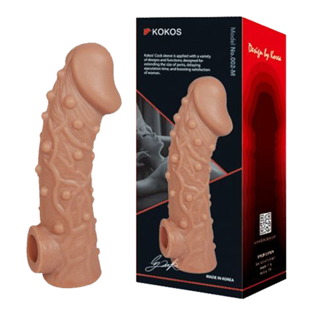 Телесная насадка на фаллос 15,6см с отверстием для мошонки Kokos Cock Sleeve 002 Size M