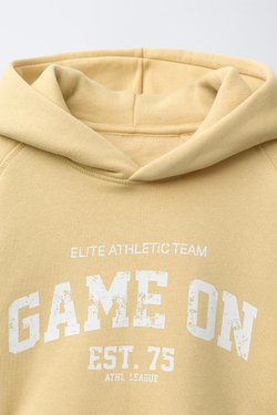 ZARA ХУДИ С КАПЮШОНОМ И НАДПИСЬЮ, ЖЕЛТЫЙ