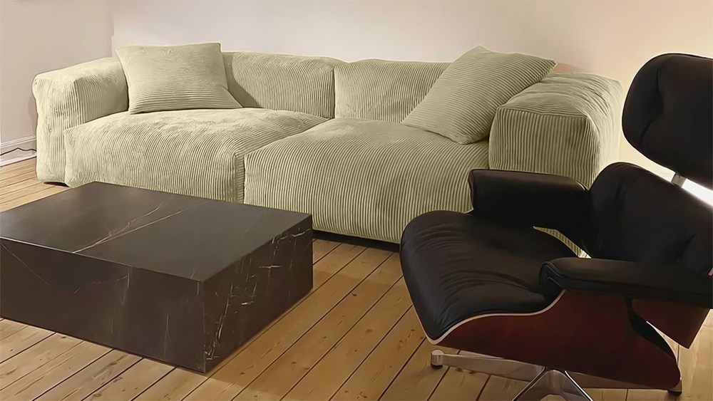 Диван Фиджи двухсекционный (большой) Cilium Cream 273*116*62 см, Кремовый Вельвет Нераскладной Фиеста