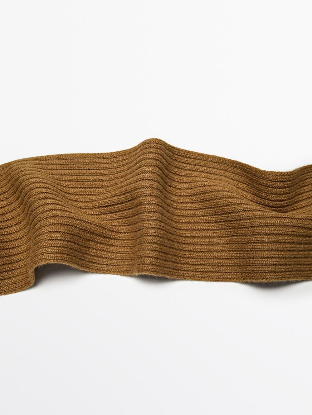 Massimo Dutti Тонкий шарф из ткани в рубчик, горчично-желтый