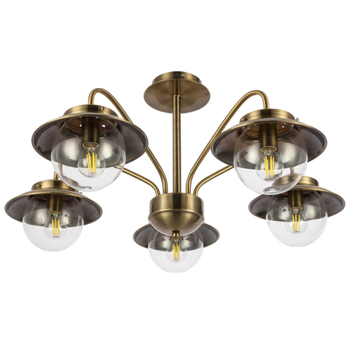 SLE110102-05 Светильник потолочный Античная бронза/Прозрачный E14 5*40W GARONNI