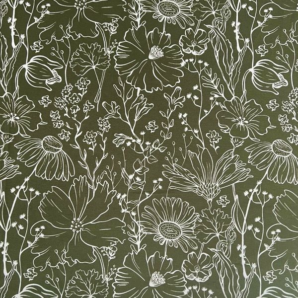 БЕЛЫЕ ЦВЕТЫ НА БОЛОТНОМ - 100% хлопок 1