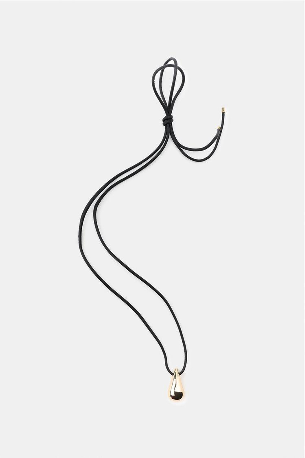ZARA ОЖЕРЕЛЬЕ ИЗ КОЖАНОГО ШНУРА С ПОДВЕСКОЙ-КАПЛЕЙ, ЧЕРНЫЙ