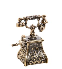AM-2702 Колокольчик «Телефон ретро со стразами» (латунь, янтарь)