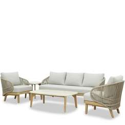 Комплект уличной мебели Mali из массива эвкалипта, диван, 2 кресла, столик