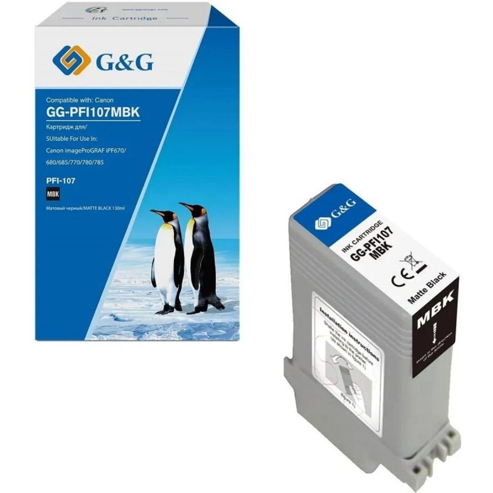 Картридж G&amp;G, аналог Canon PFI-107MBK (6704B001) матовый черный 130ml