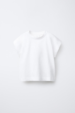 ZARA ОДНОТОННАЯ ФУТБОЛКА С ХЛЯСТИКОМ, БЕЛЫЙ