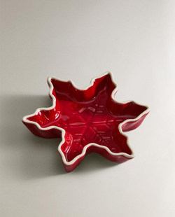 ZARA HOME ТАРЕЛКА В ФОРМЕ СНЕЖИНКИ ИЗ КЕРАМИКИ, КРАСНЫЙ