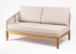 "Канны" правый модуль плетеный из роупа, основание дуб, роуп бежевый круглый, ткань бежевая 15052