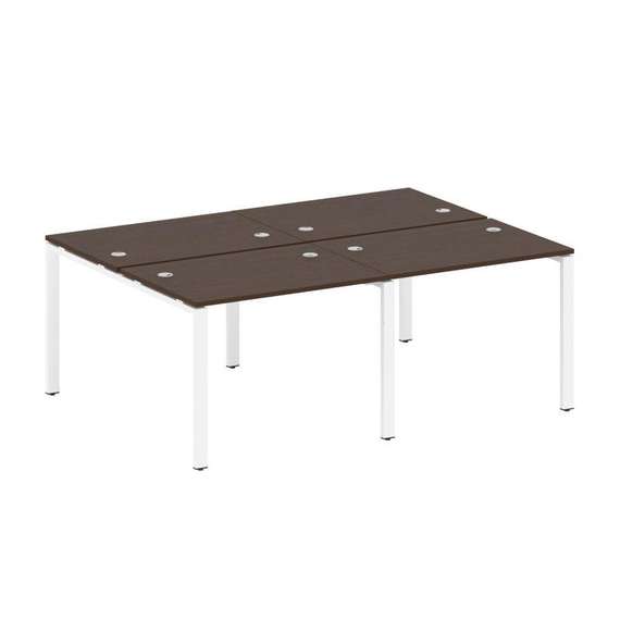 Metal System Рабочая станция на 4 места на П-образном м/к БП.СМ-4.1 Венге Цаво/Металл Белый 2000*147