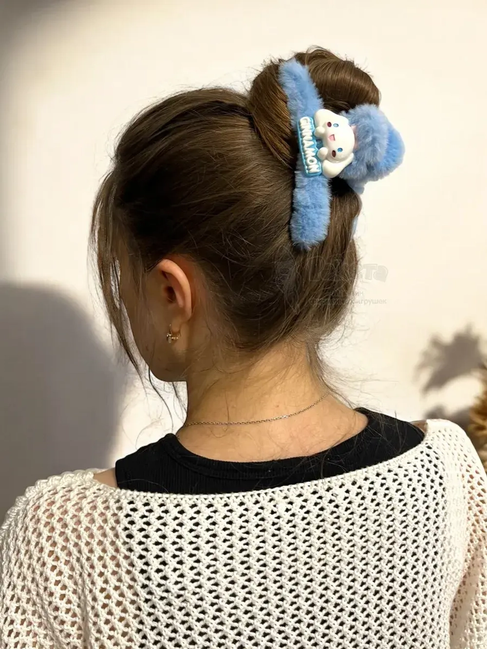 Заколка крабик краб для волос пушистый плюшевый Hello Kitty