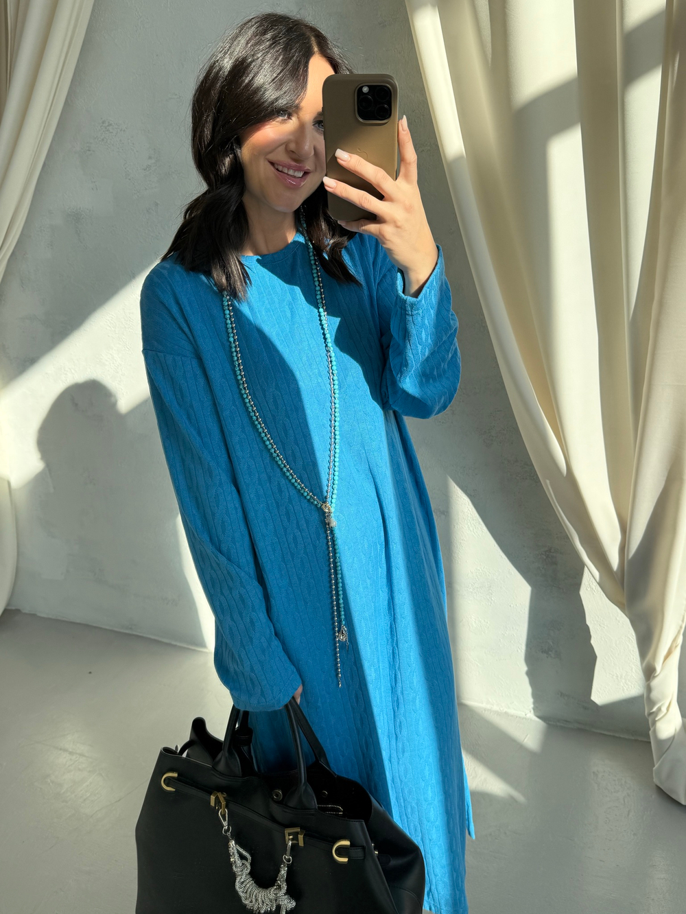 Платье «Косы» голубое