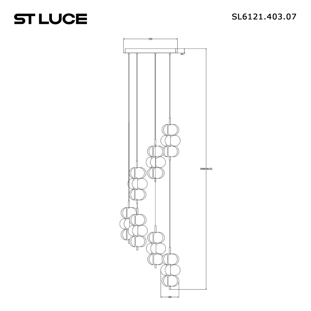 SL6121.403.07 Светильник подвесной ST-Luce Черный/Белый LED 7*8W 3000K