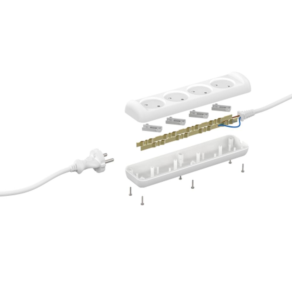 Удлинитель электрический ЭРА UX-4-5m без заземления 4 розетки 5м ШВВП 2x0,75мм2 6А белый