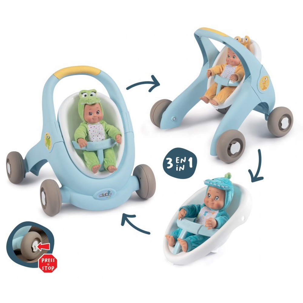 для кукол  Smoby MiniKiss  - коляска, ходунки 3в1