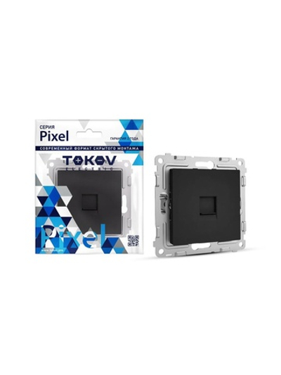 Розетка компьютерная 1-м СП Pixel RJ45 кат.5E механизм карбон TOKOV ELECTRIC TKE-PX-RC1-C14