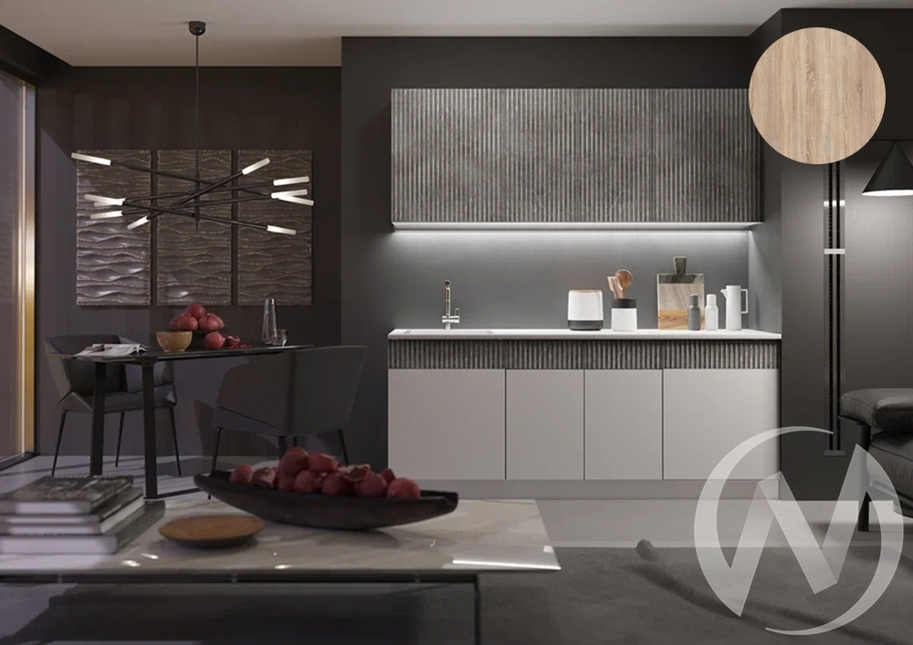 Кухня Оливия NEW 2;0м (белый/белый глянец холодный; мрамор глянец/сонома)