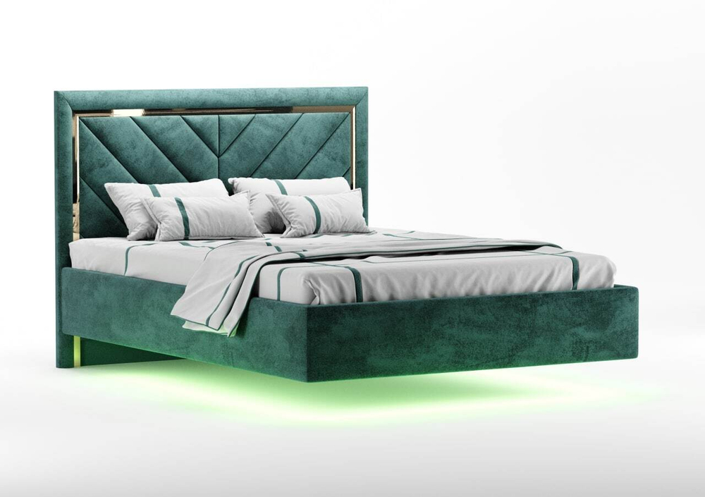 Мягкая двуспальная кровать "Лоретта" с подъемным механизмом