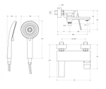 Смеситель для ванны и душа в комплекте с ручным душем, шлангом и держателем CEZARES COMFORT-VD-01