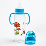 145001 Бутылочка для кормления с крышечкой с погремушкой, 250 мл, от 3 мес.,средний поток, цвета МИК