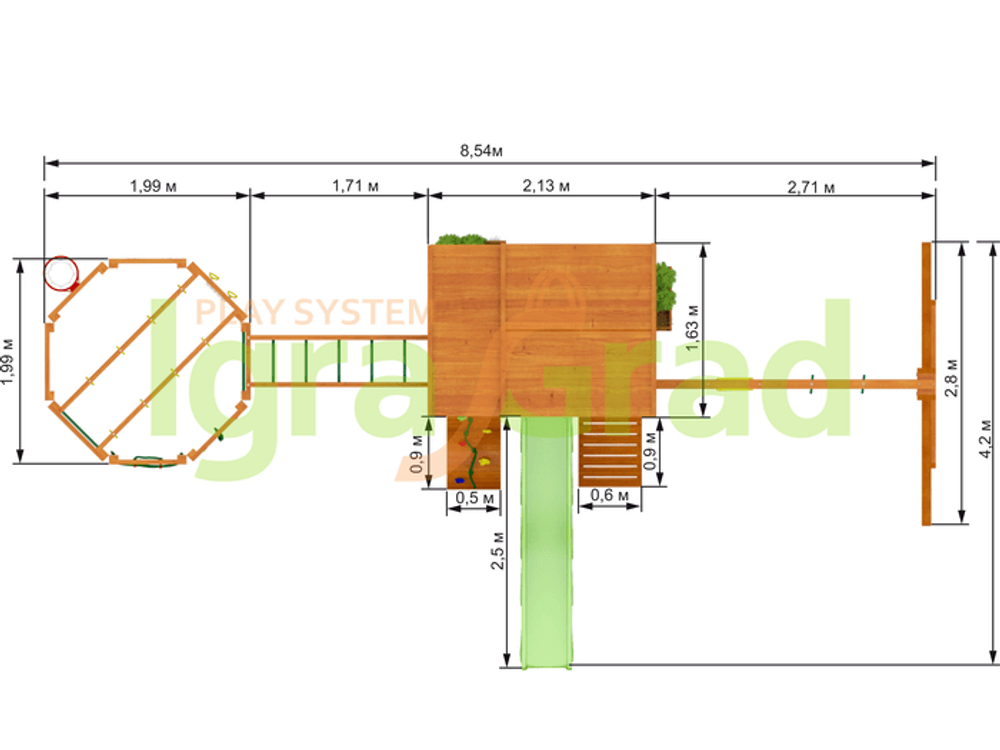 Детская площадка Клубный домик 2 с WorkOut Luxe