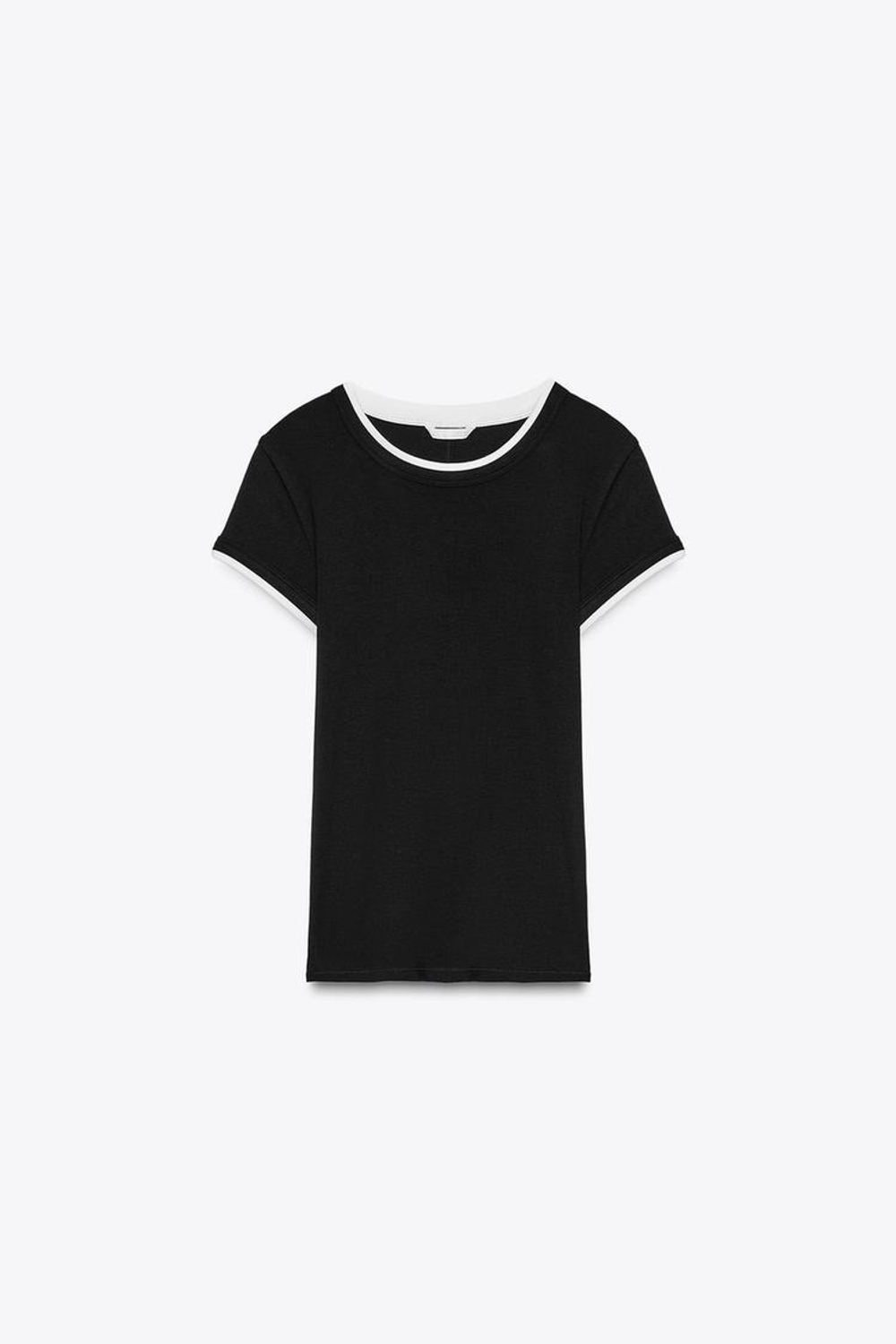 ZARA ФУТБОЛКА ДВОЙНАЯ, ЧЕРНЫЙ