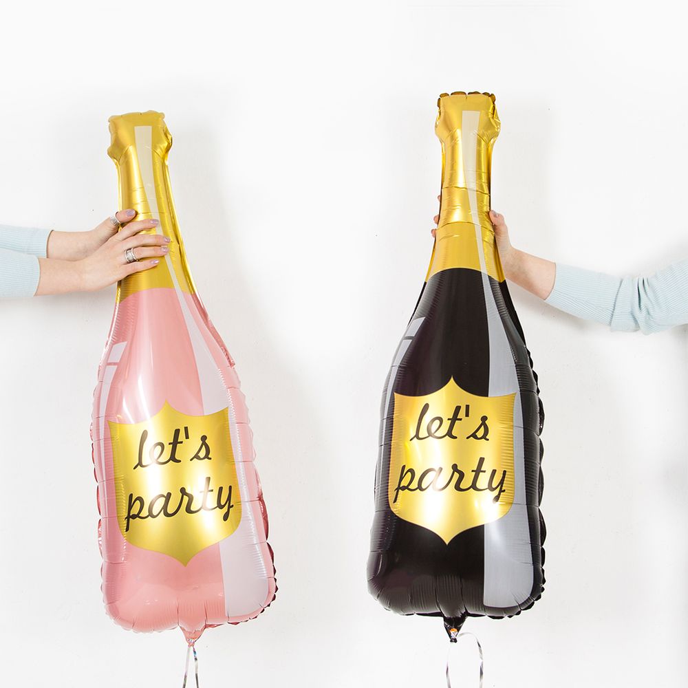 Шар (40''/102 см) Фигура, Бутылка Шампанское, Let`s Party, Черный, 1 шт.