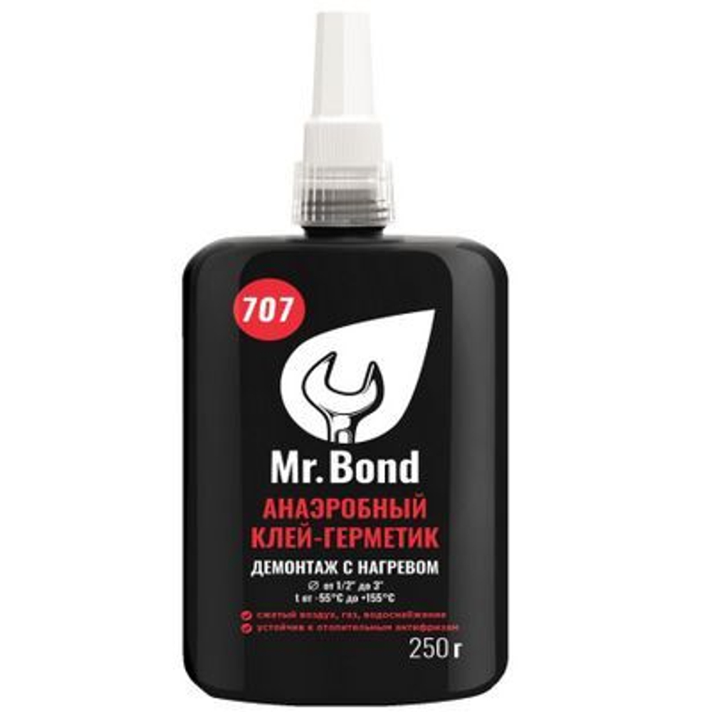 Анаэробный герметик Mr.Bond 707 демонтаж с нагревом, красный, 250 г MB4070700250