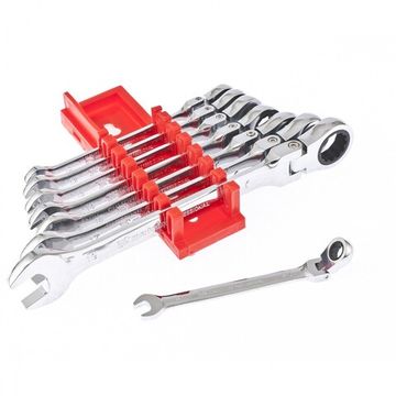 Набор ключей комбинированных трещоточных шарнирных 8-19 мм, 8 шт., CrV Matrix 14898