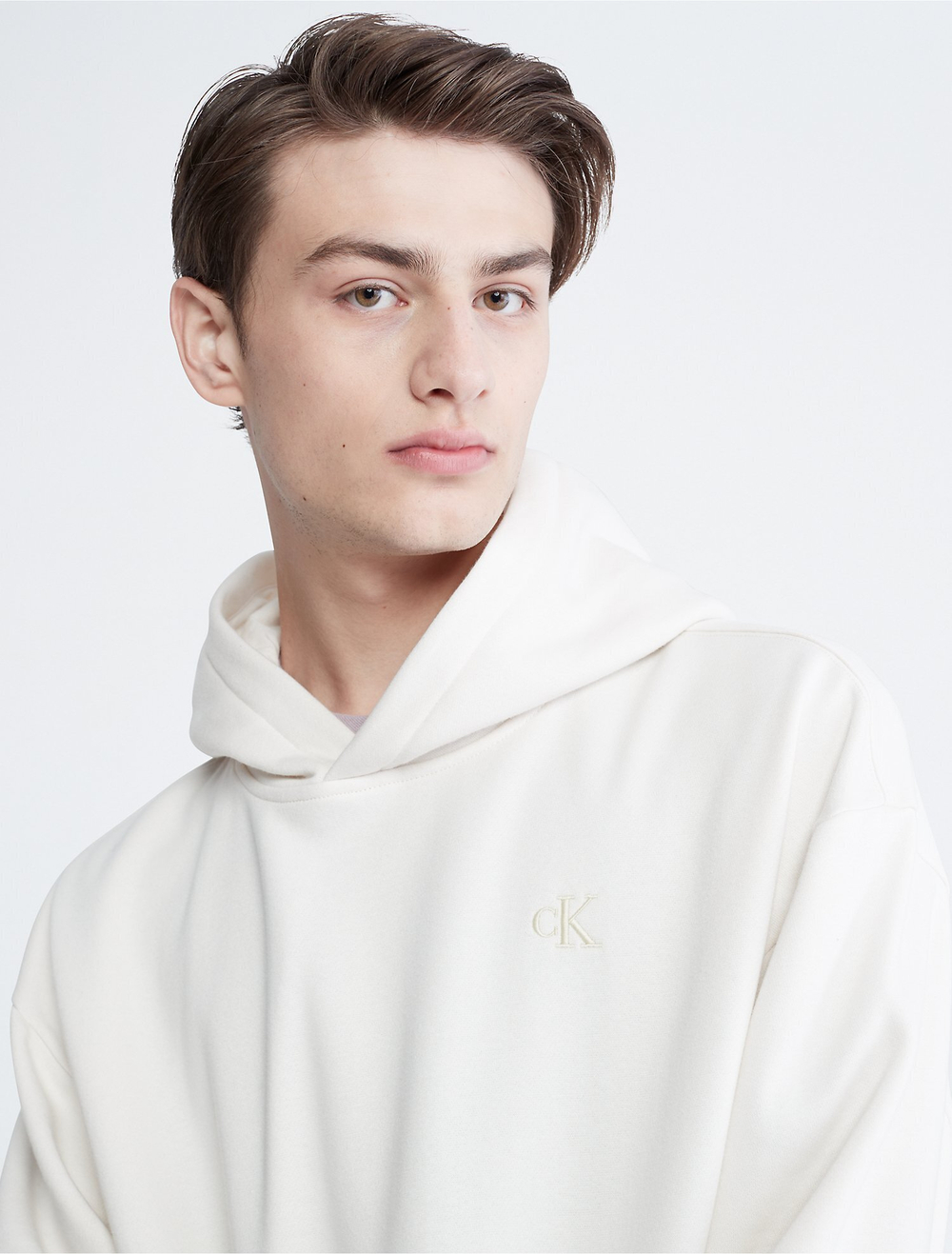 Худи Calvin Klein Relaxed Fit Archive Logo Fleece Bone White