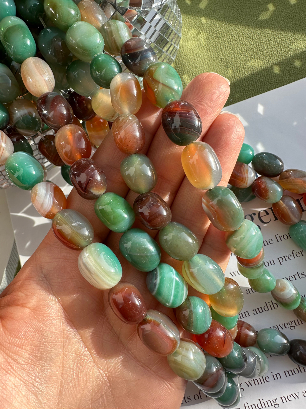 Бусины из агата 12х15мм, прямоугольная галтовка