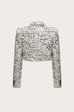 Укороченный жакет из черно-белого твида